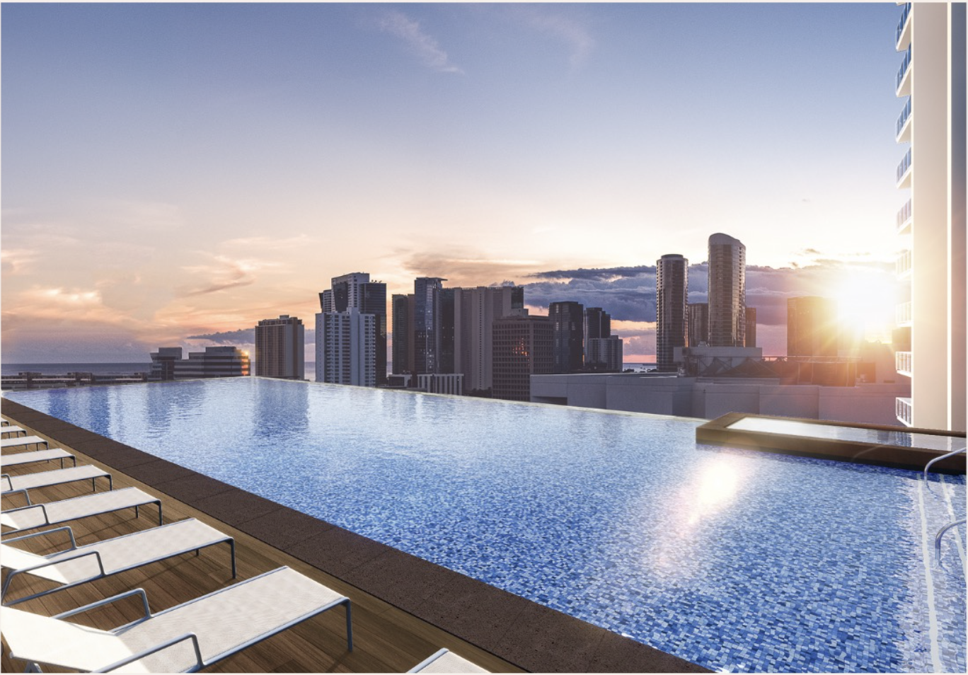 Gorgeous 14th Floor Infinity Pool on Amenities Deck at Park on Keeaumoku - Breathtaking Views and Ultimate Relaxation