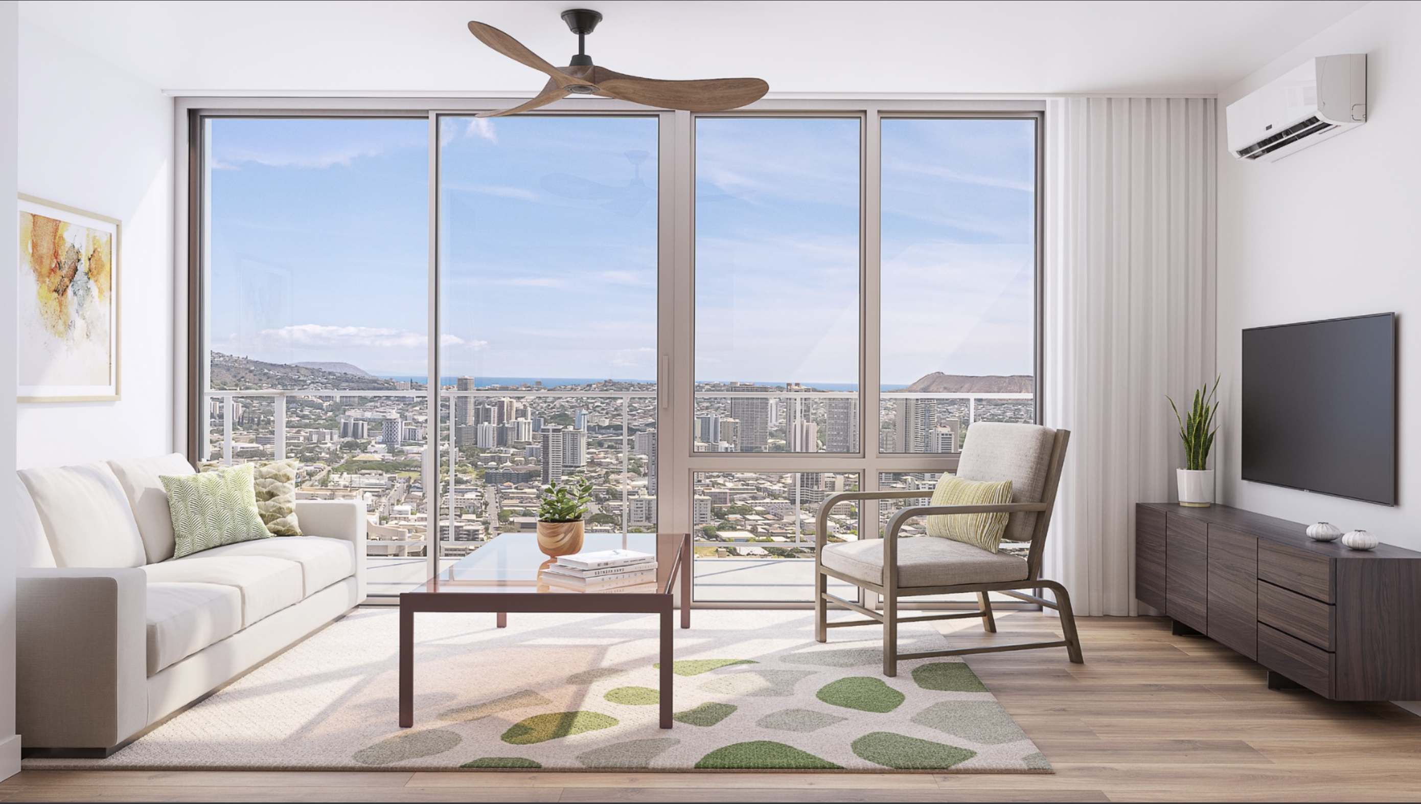 Floor to Ceiling Windows at Park on Keeaumoku - Abundant Natural Light and Stunning Views"